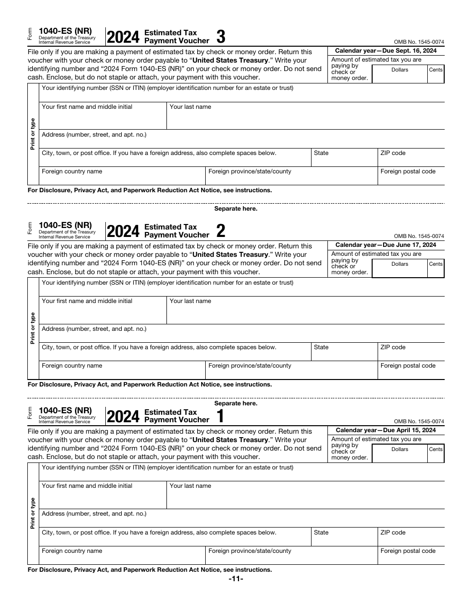IRS Form 1040-ES (NR) U.S. Estimated Tax for Nonresident Alien Individuals, Page 11
