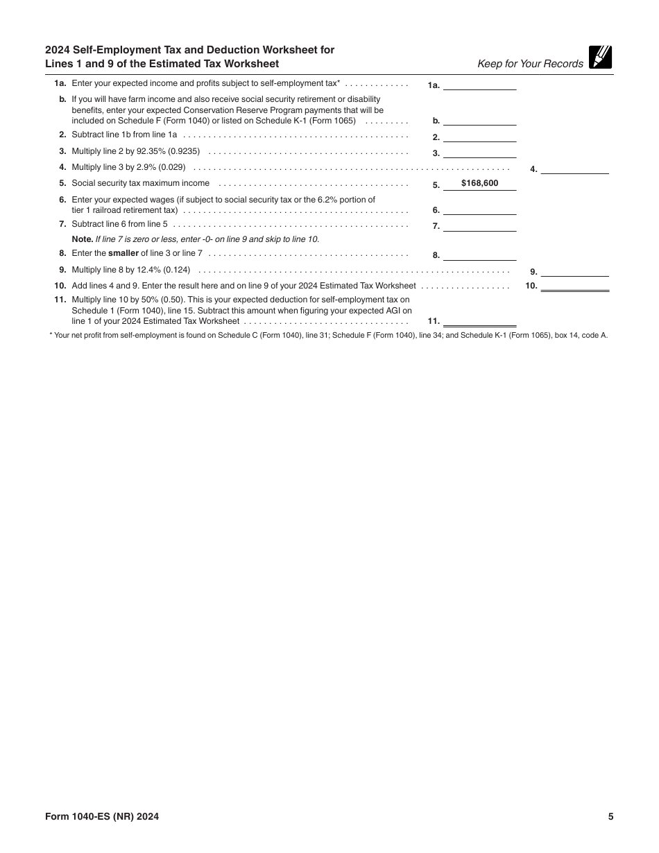 IRS Form 1040-ES (NR) U.S. Estimated Tax for Nonresident Alien Individuals, Page 5