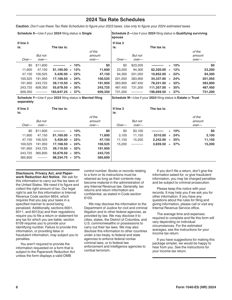IRS Form 1040-ES (NR) U.S. Estimated Tax for Nonresident Alien Individuals, Page 6