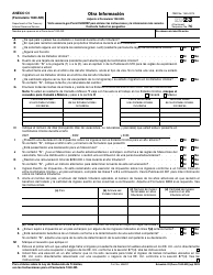 Document preview: IRS Formulario 1040-NR Anexo OI Otra Informacion (Spanish), 2023