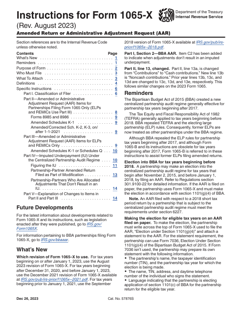 IRS Form 1065-X  Printable Pdf