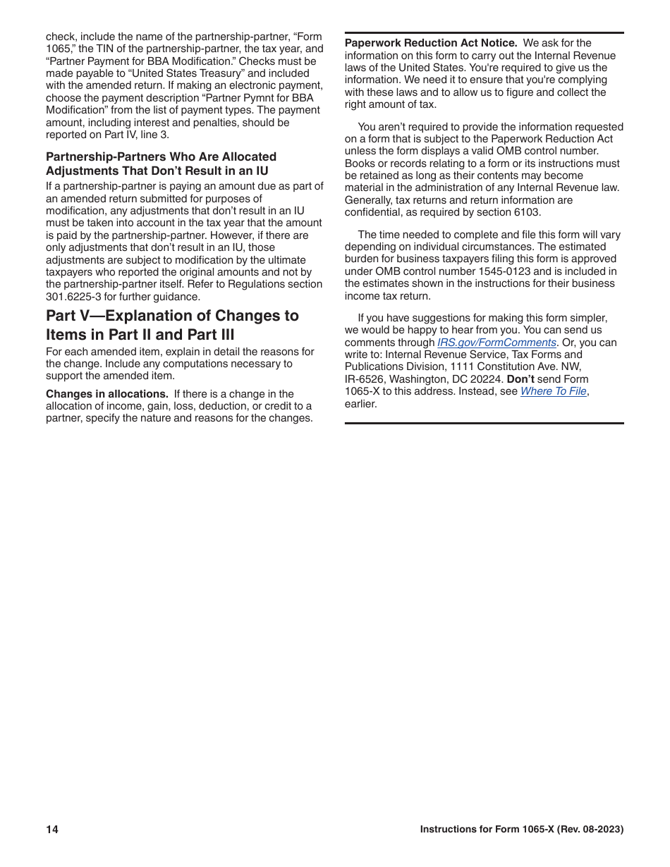 Instructions for IRS Form 1065-X Amended Return or Administrative Adjustment Request (AAR), Page 14