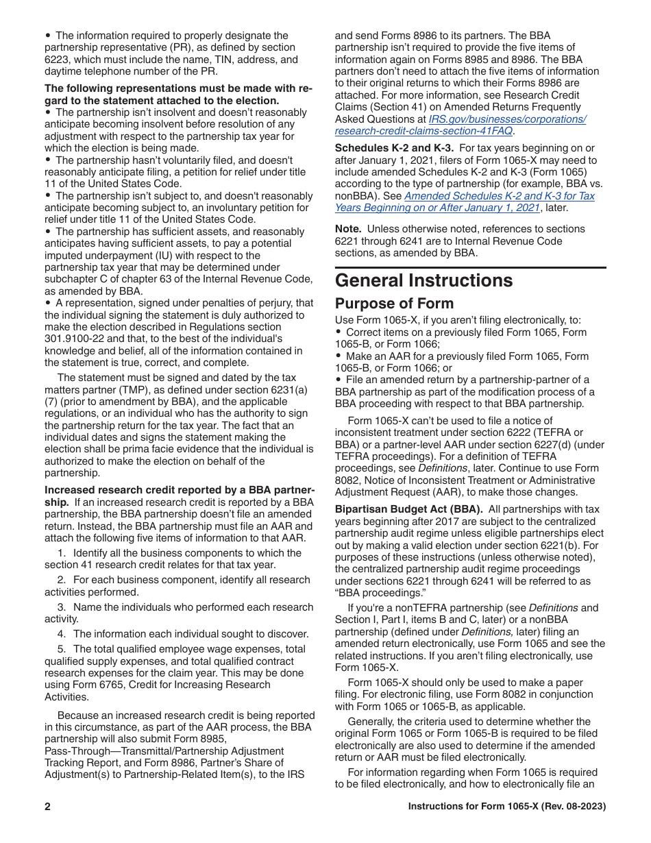 Instructions for IRS Form 1065-X Amended Return or Administrative Adjustment Request (AAR), Page 2