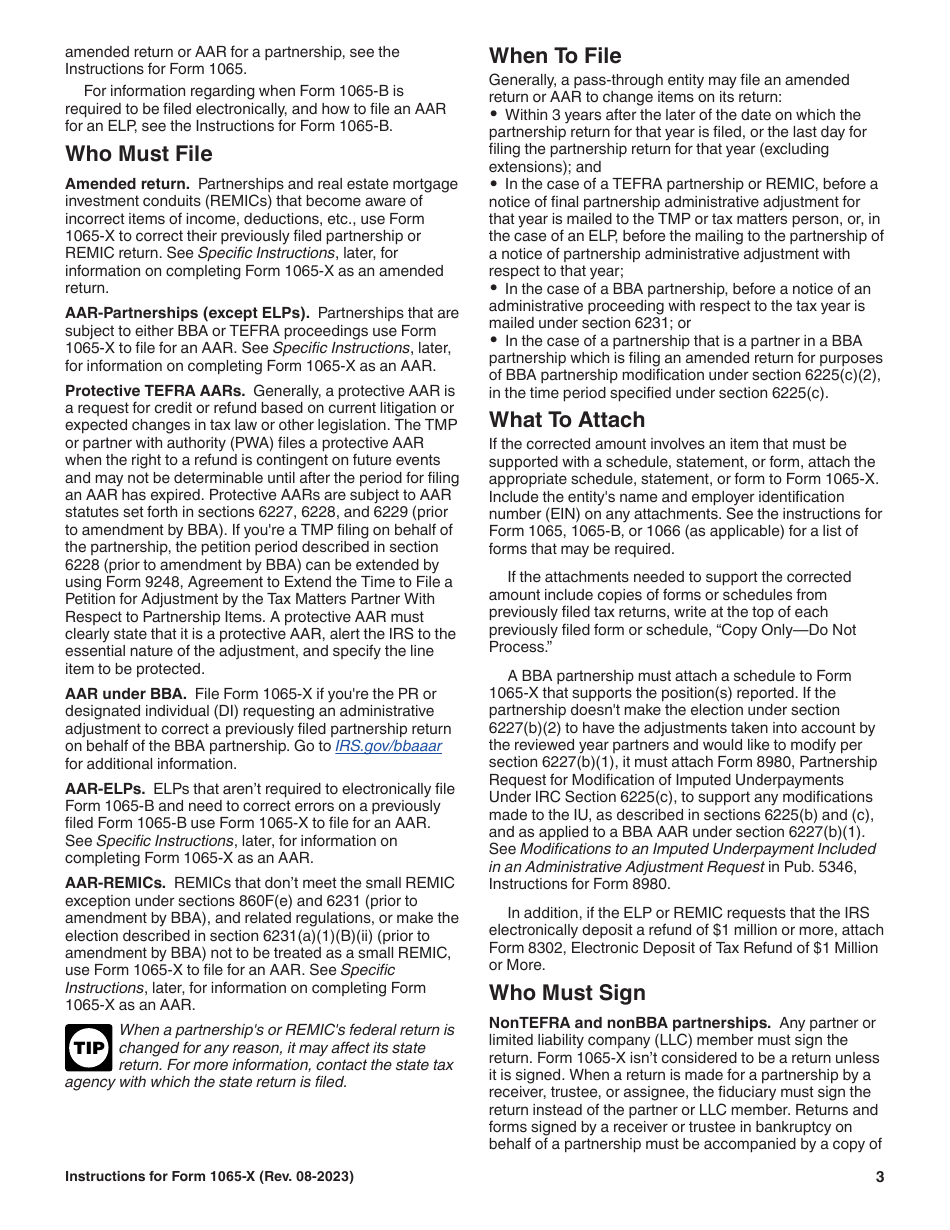Instructions for IRS Form 1065-X Amended Return or Administrative Adjustment Request (AAR), Page 3