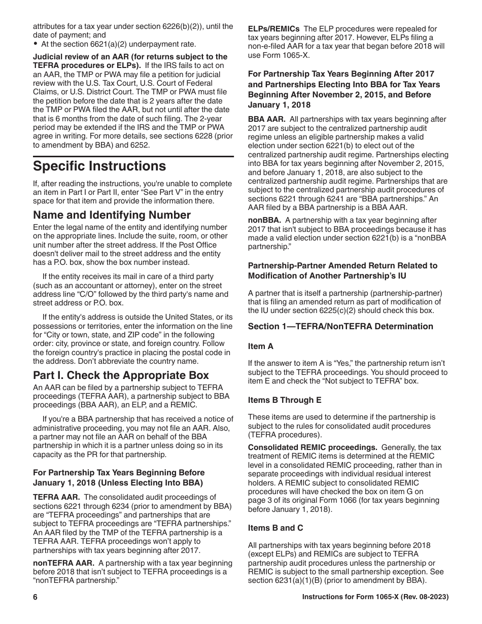 Instructions for IRS Form 1065-X Amended Return or Administrative Adjustment Request (AAR), Page 6
