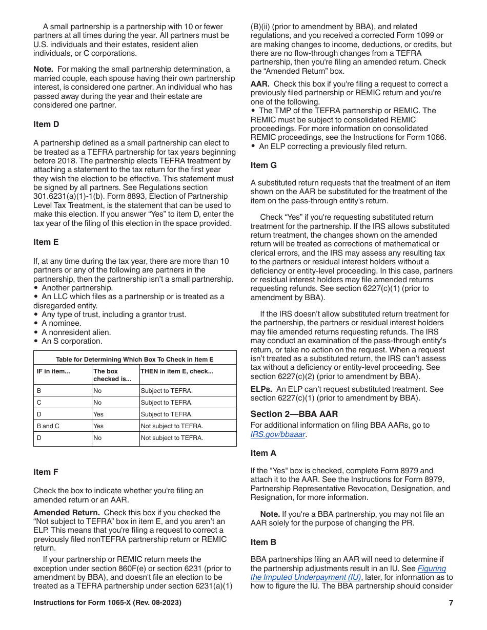 Instructions for IRS Form 1065-X Amended Return or Administrative Adjustment Request (AAR), Page 7