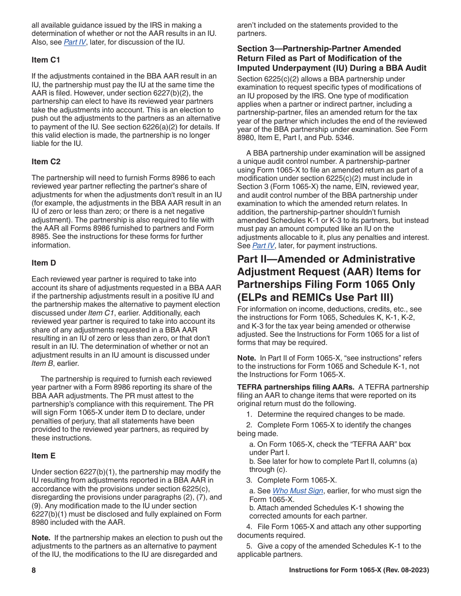 Download Instructions for IRS Form 1065X Amended Return or