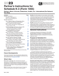 Document preview: Instructions for IRS Form 1065 Schedule K-3 Partner&#039;s Share of Income, Deductions, Credits, Etc.-international
