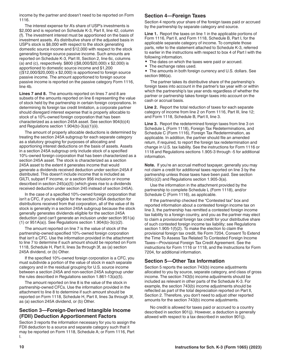 Instructions for IRS Form 1065 Schedule K-3 Partners Share of Income, Deductions, Credits, Etc.-international, Page 10