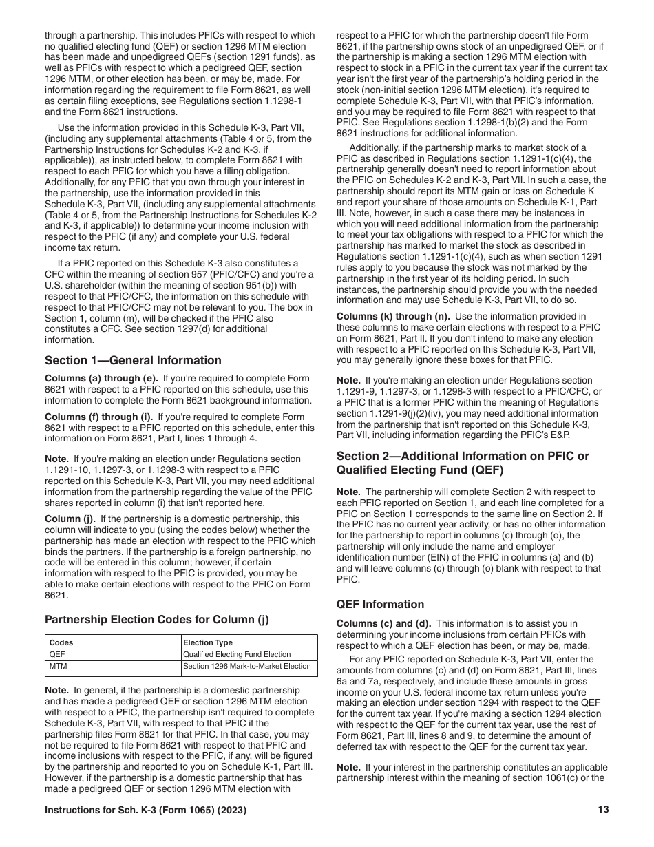 Instructions for IRS Form 1065 Schedule K-3 Partners Share of Income, Deductions, Credits, Etc.-international, Page 13