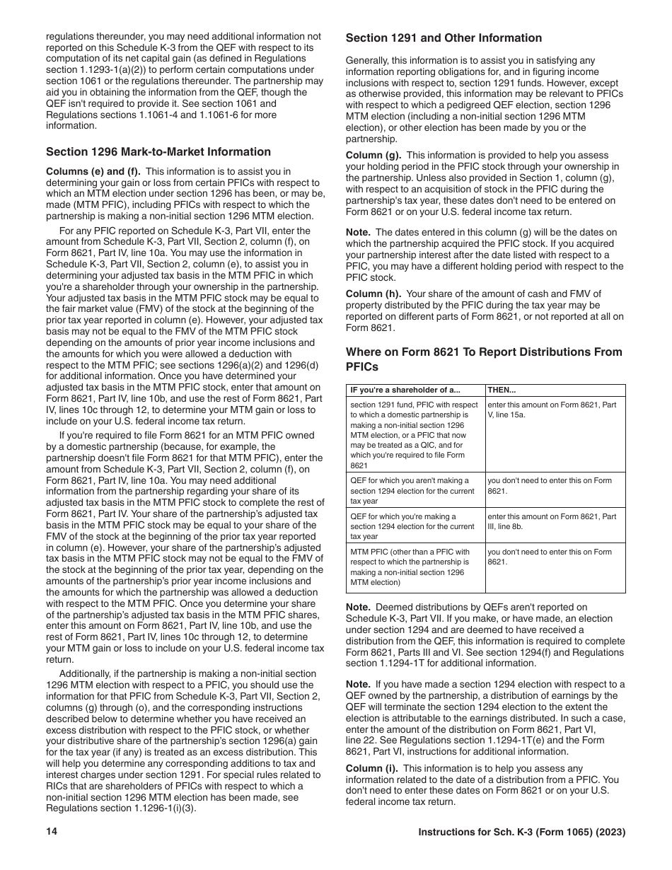 Instructions for IRS Form 1065 Schedule K-3 Partners Share of Income, Deductions, Credits, Etc.-international, Page 14