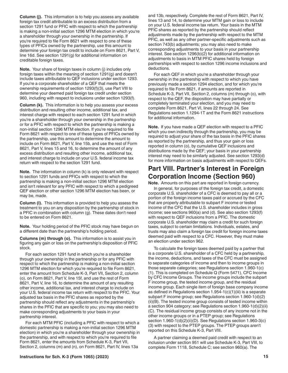 Instructions for IRS Form 1065 Schedule K-3 Partners Share of Income, Deductions, Credits, Etc.-international, Page 15