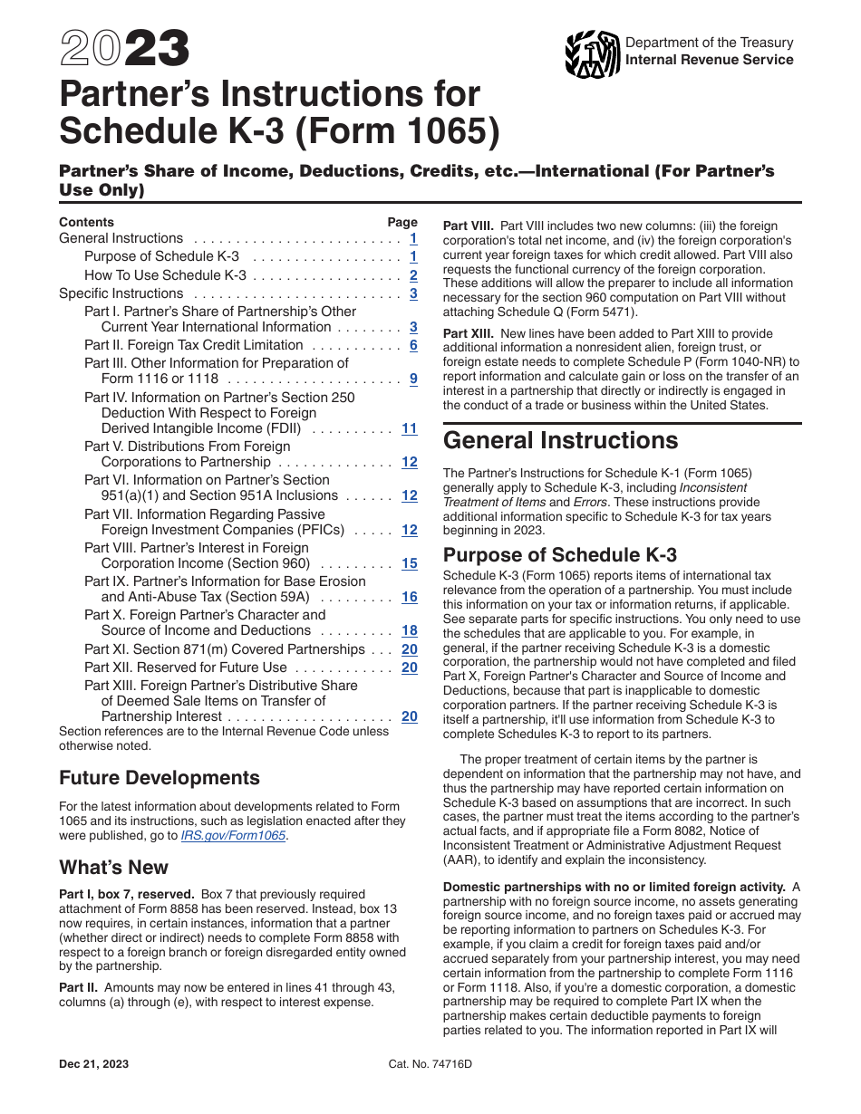 Instructions for IRS Form 1065 Schedule K-3 Partners Share of Income, Deductions, Credits, Etc.-international, Page 1