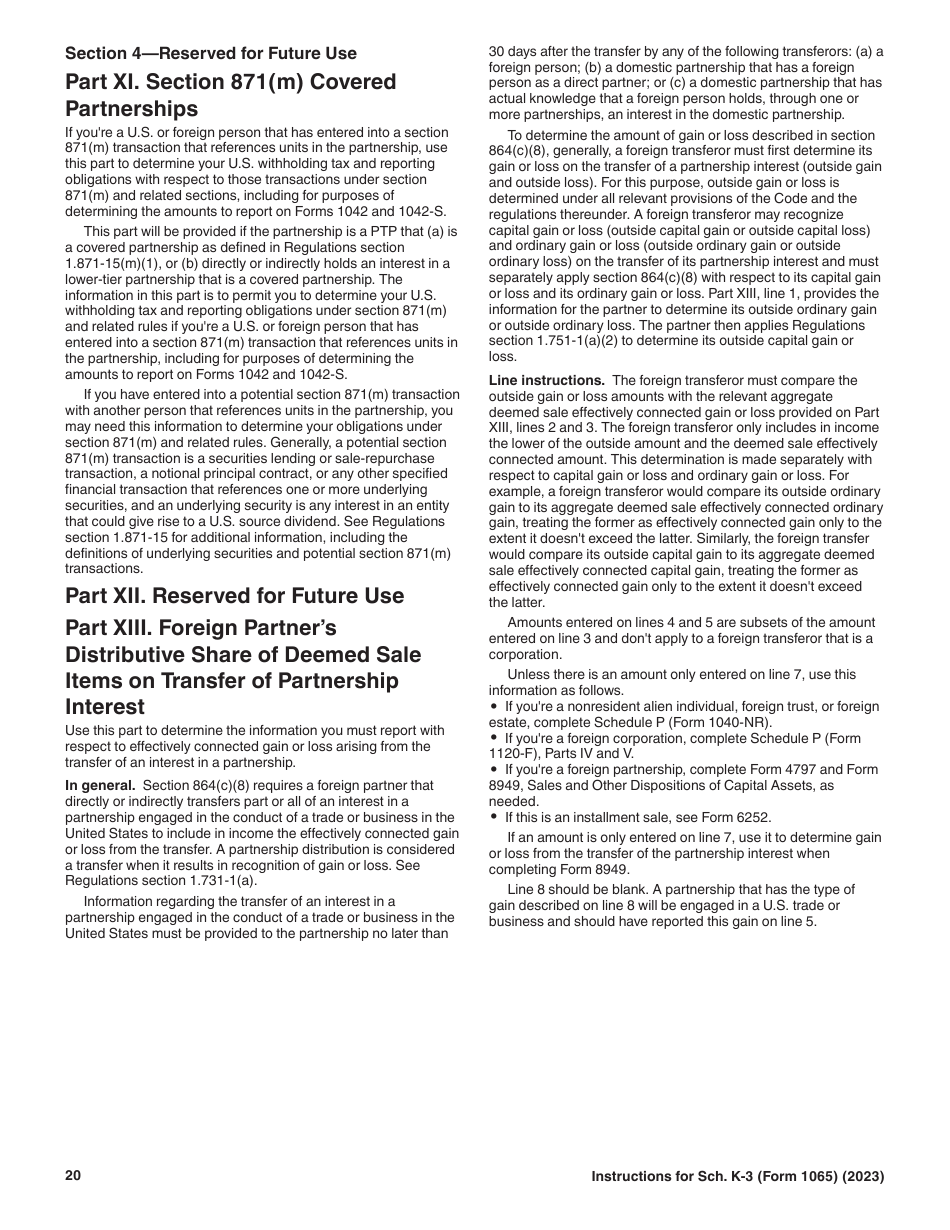 Instructions for IRS Form 1065 Schedule K-3 Partners Share of Income, Deductions, Credits, Etc.-international, Page 20