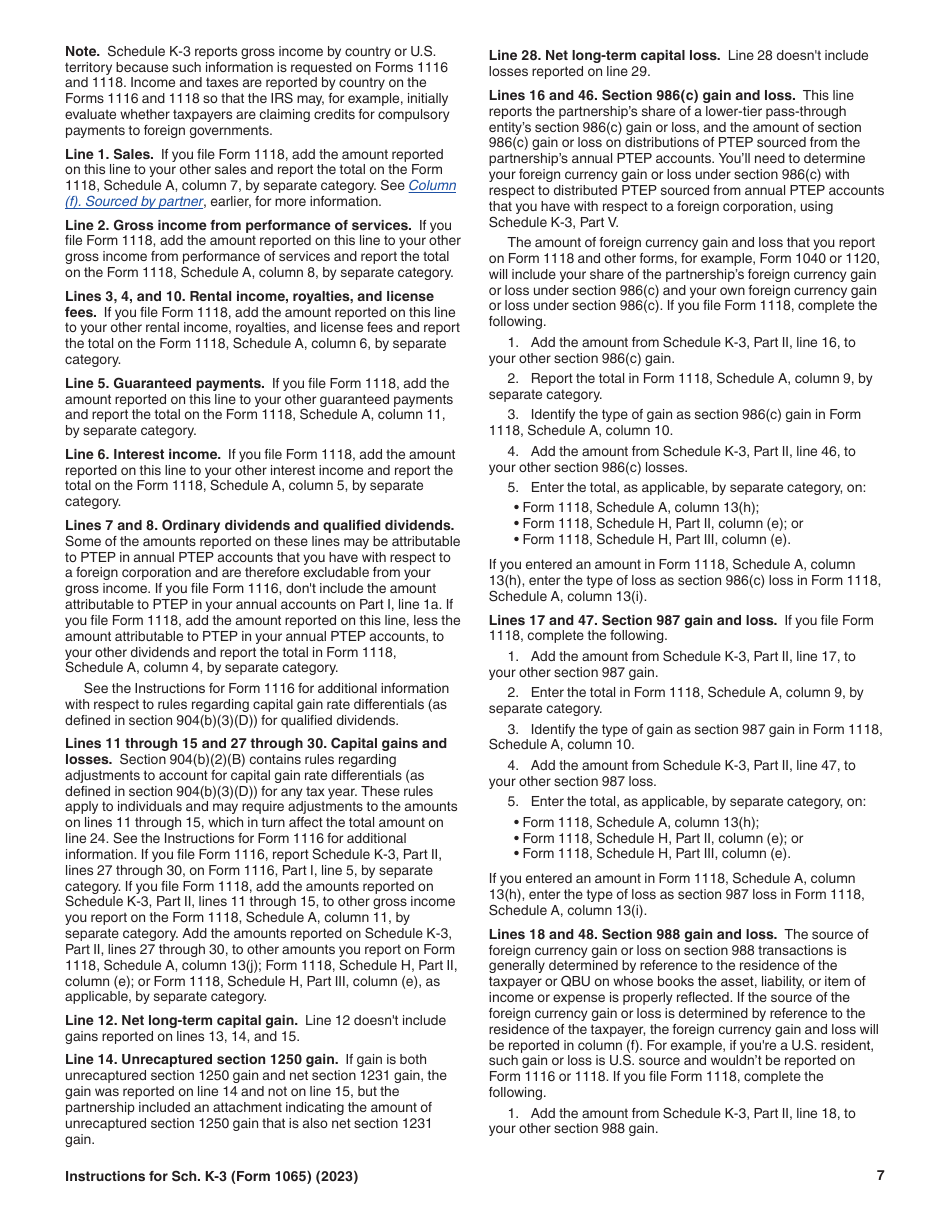 Instructions for IRS Form 1065 Schedule K-3 Partners Share of Income, Deductions, Credits, Etc.-international, Page 7