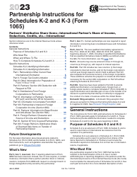 Document preview: Instructions for IRS Form 1065 Schedule K-2, K-3, 2023