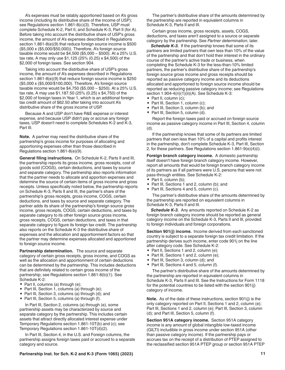 Instructions for IRS Form 1065 Schedule K-2, K-3, Page 11