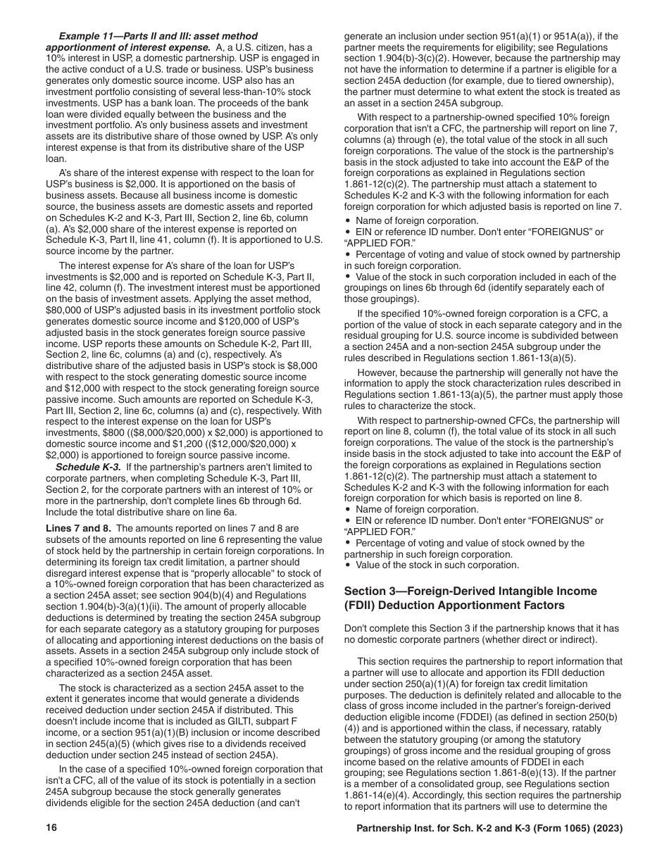 Instructions for IRS Form 1065 Schedule K-2, K-3, Page 16