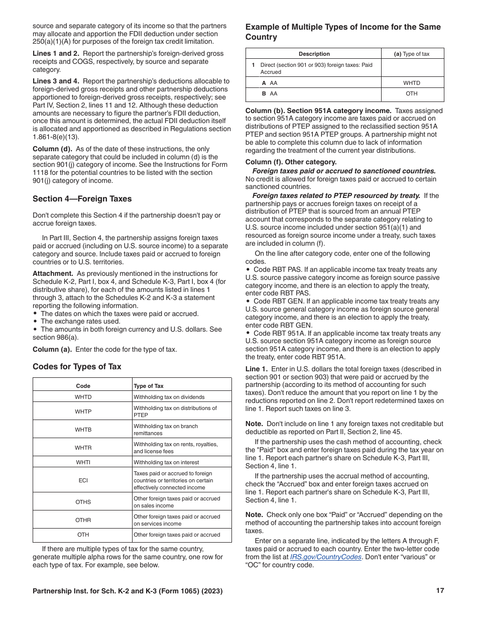 Instructions for IRS Form 1065 Schedule K-2, K-3, Page 17
