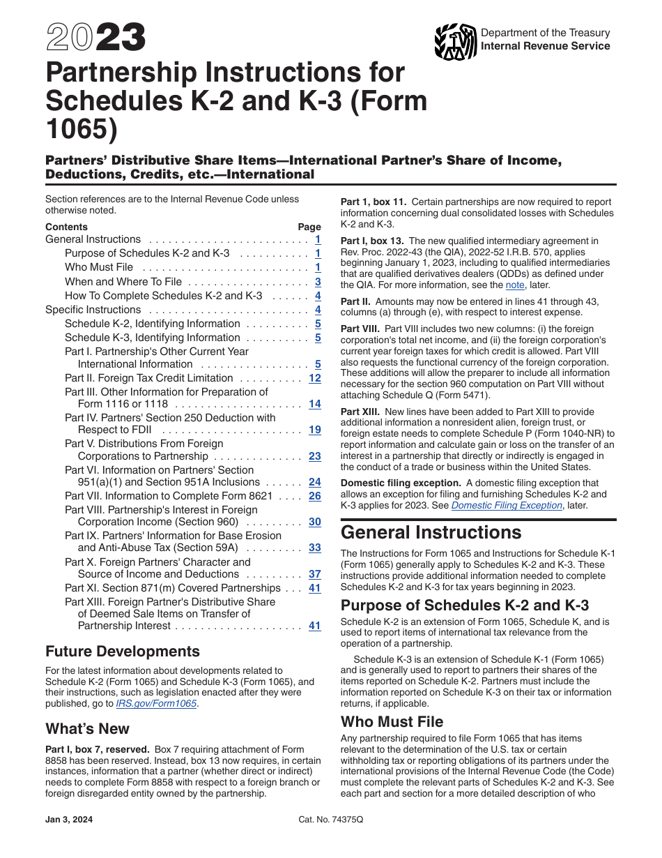 Instructions for IRS Form 1065 Schedule K-2, K-3, Page 1