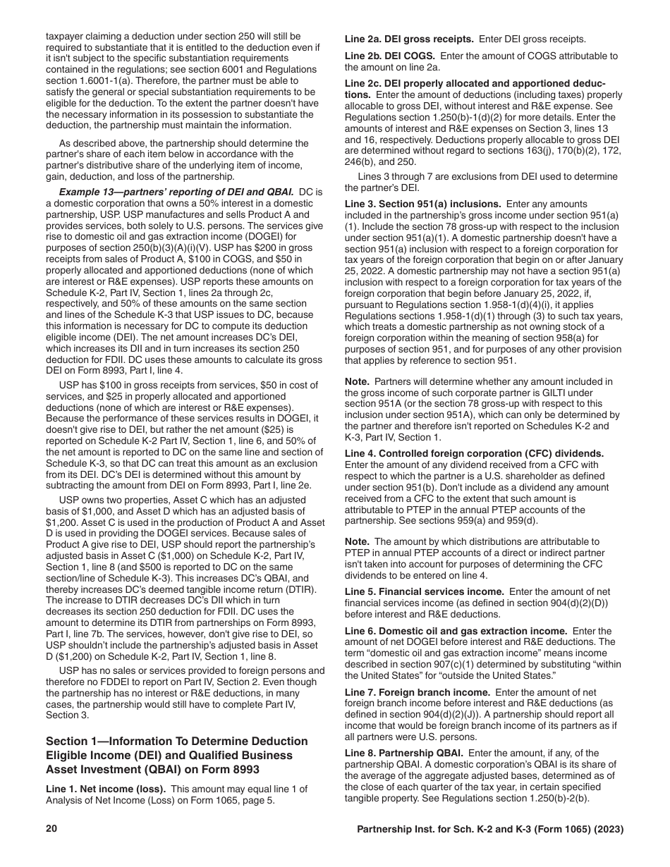 Instructions for IRS Form 1065 Schedule K-2, K-3, Page 20