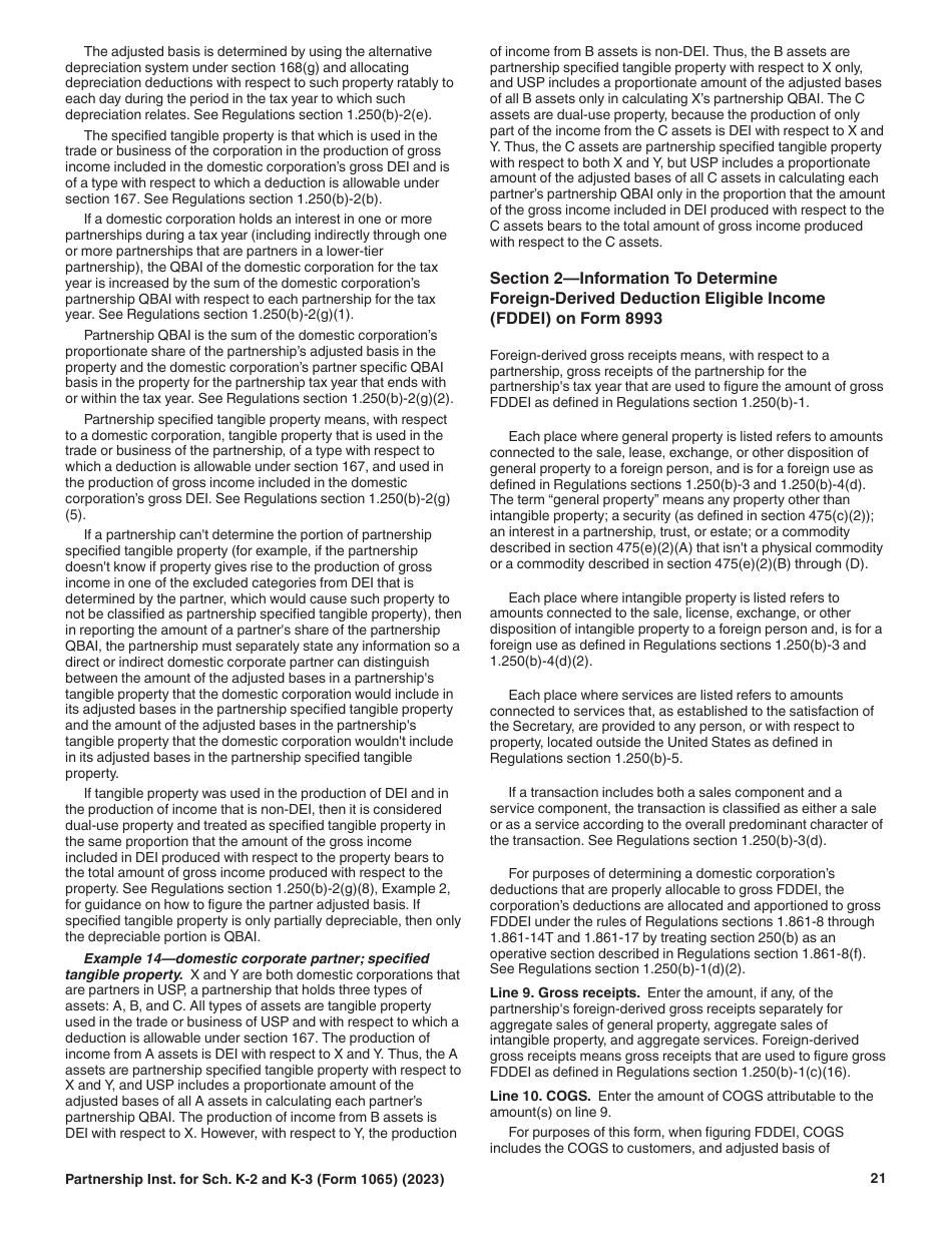 Instructions for IRS Form 1065 Schedule K-2, K-3, Page 21