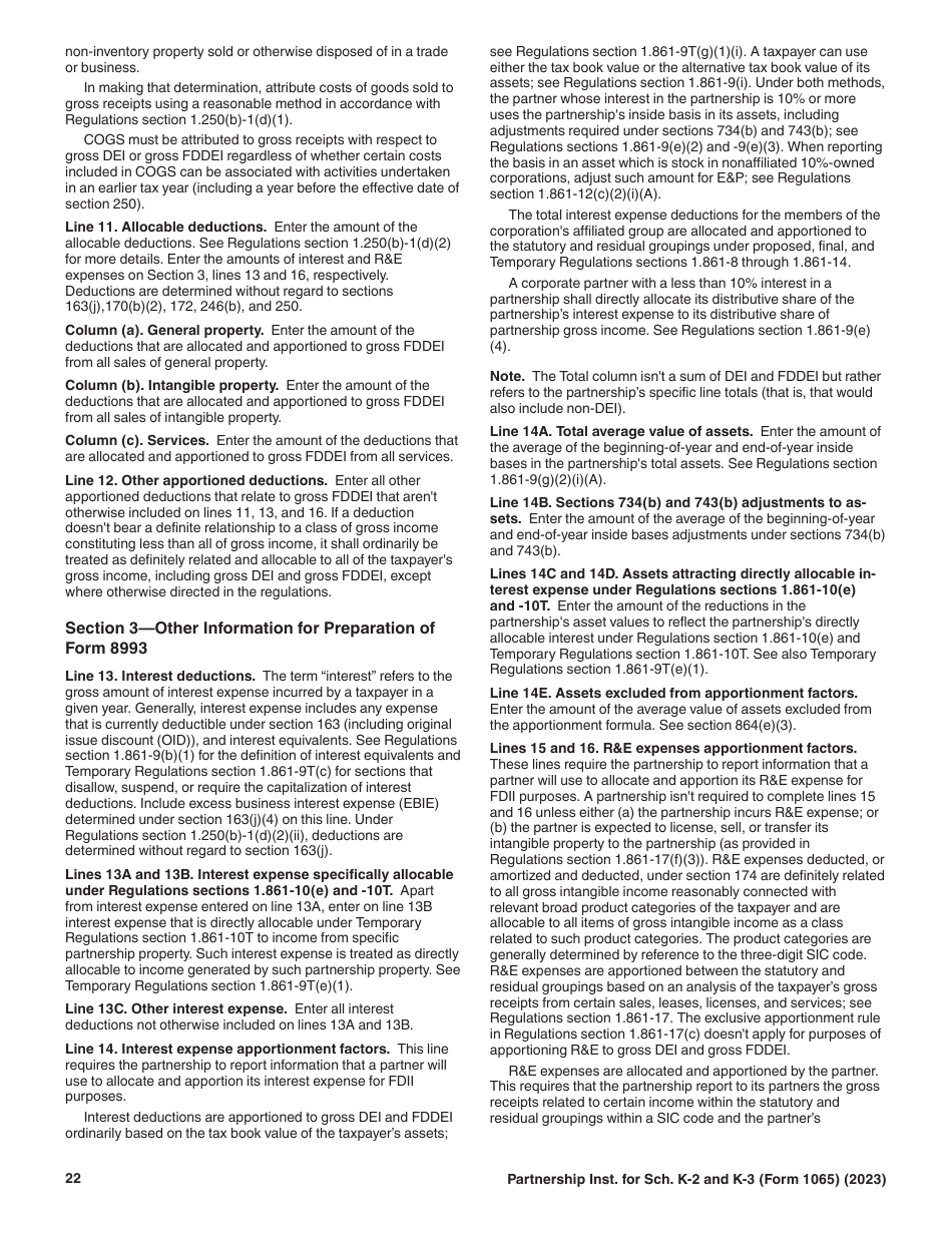 Instructions for IRS Form 1065 Schedule K-2, K-3, Page 22
