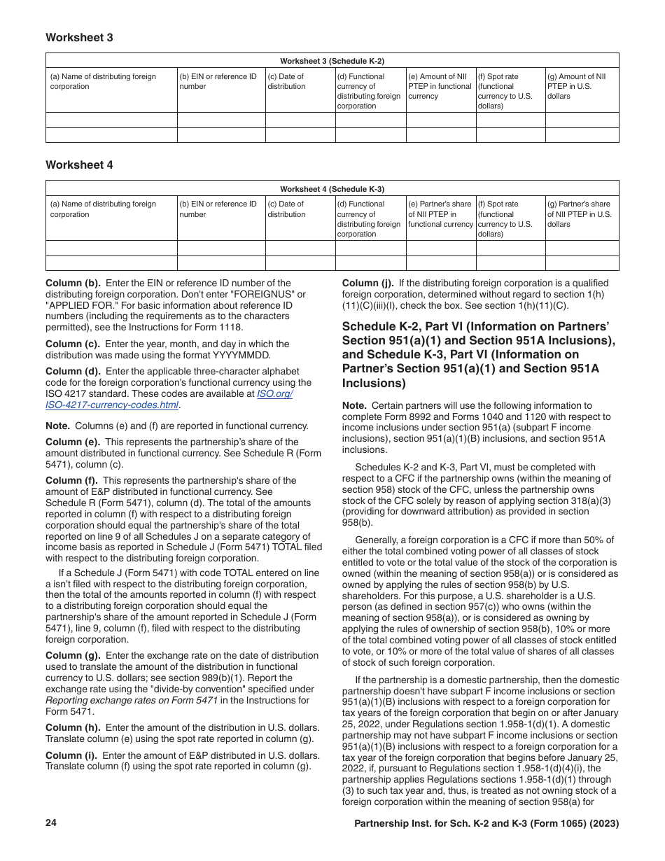 Instructions for IRS Form 1065 Schedule K-2, K-3, Page 24
