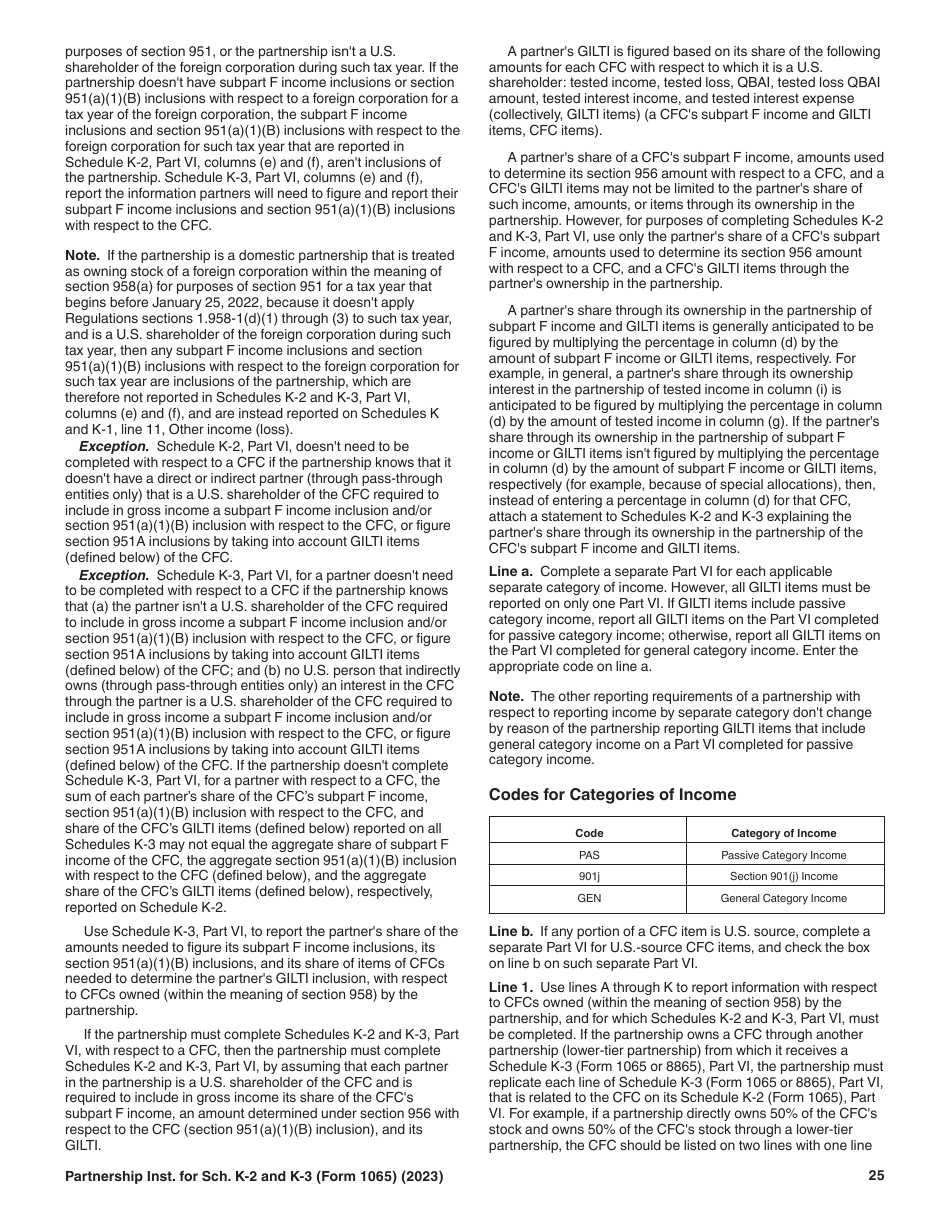 Instructions for IRS Form 1065 Schedule K-2, K-3, Page 25