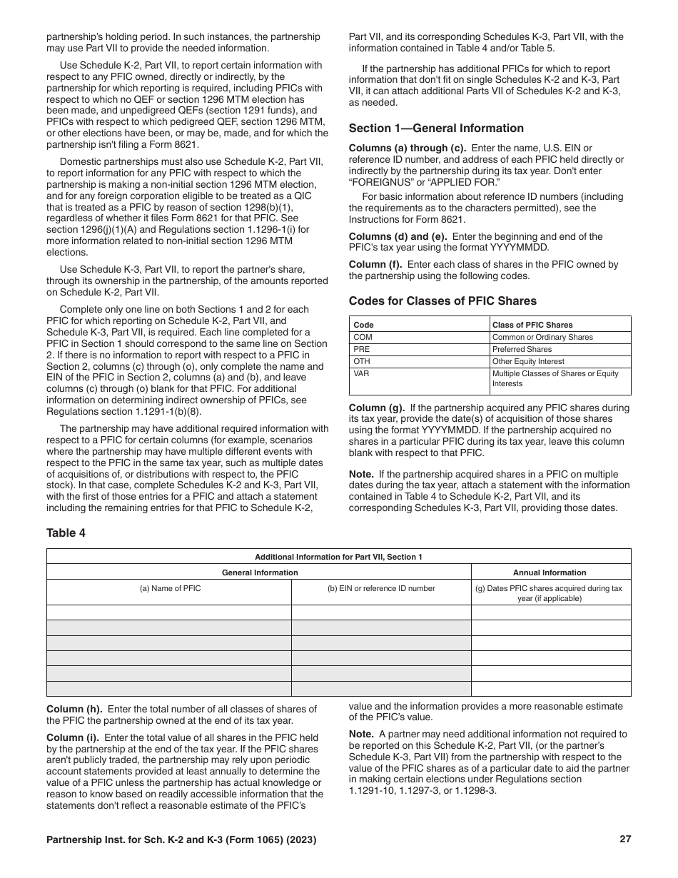 Instructions for IRS Form 1065 Schedule K-2, K-3, Page 27