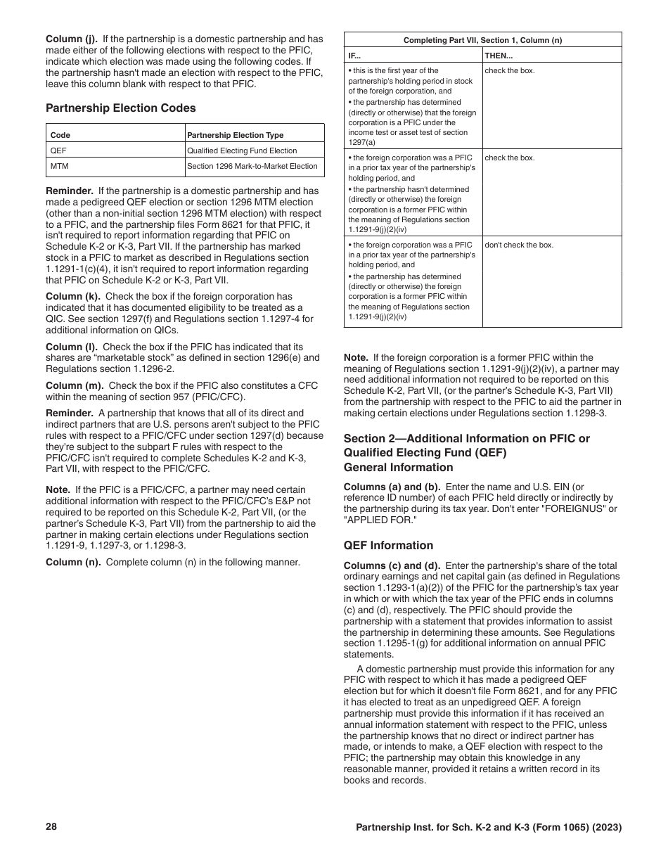 Instructions for IRS Form 1065 Schedule K-2, K-3, Page 28