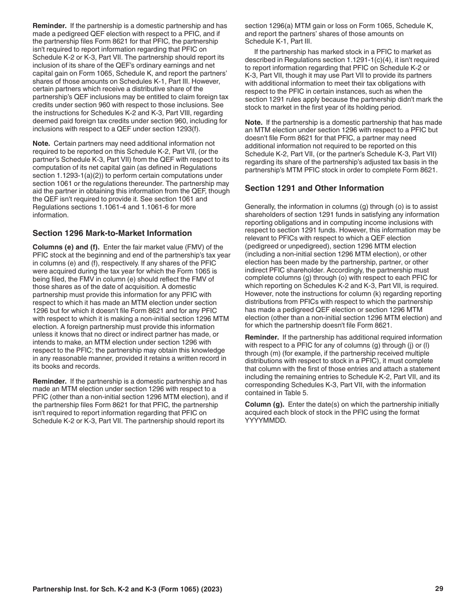 Instructions for IRS Form 1065 Schedule K-2, K-3, Page 29