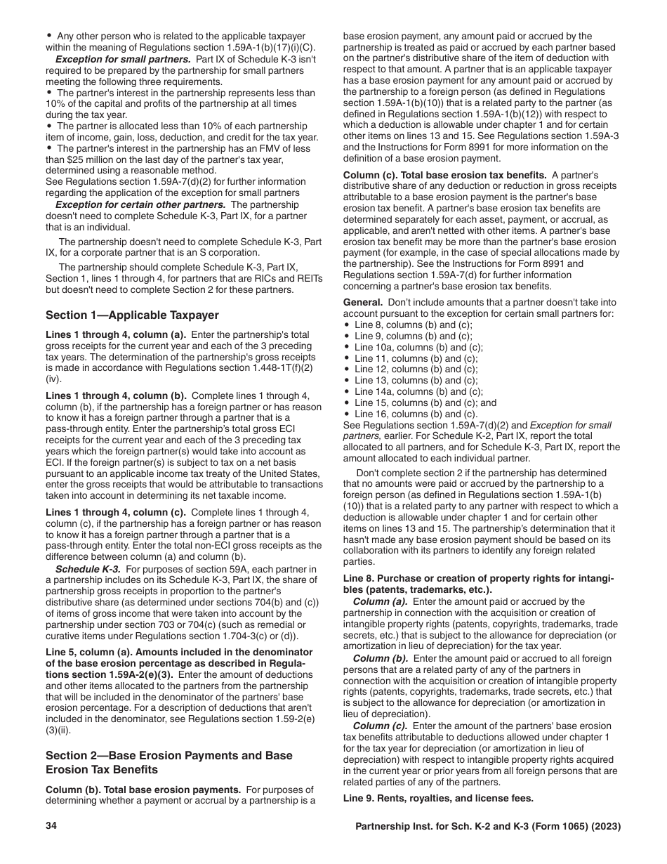 Instructions for IRS Form 1065 Schedule K-2, K-3, Page 34