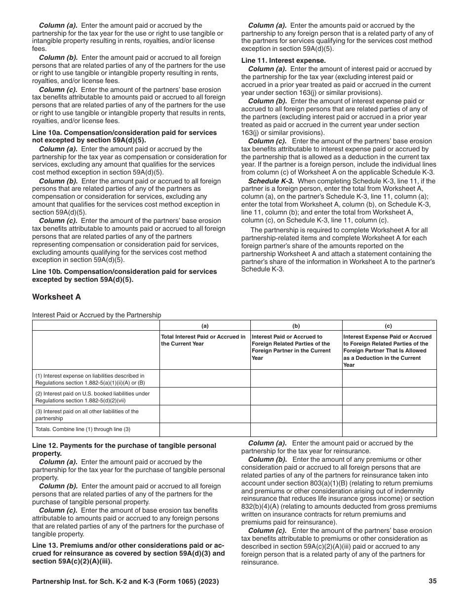 Instructions for IRS Form 1065 Schedule K-2, K-3, Page 35