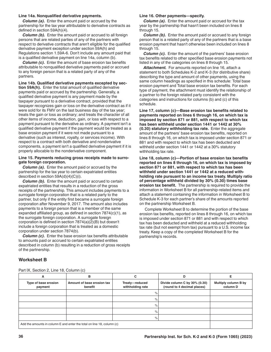 Instructions for IRS Form 1065 Schedule K-2, K-3, Page 36