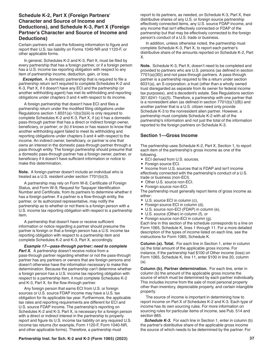 Instructions for IRS Form 1065 Schedule K-2, K-3, Page 37