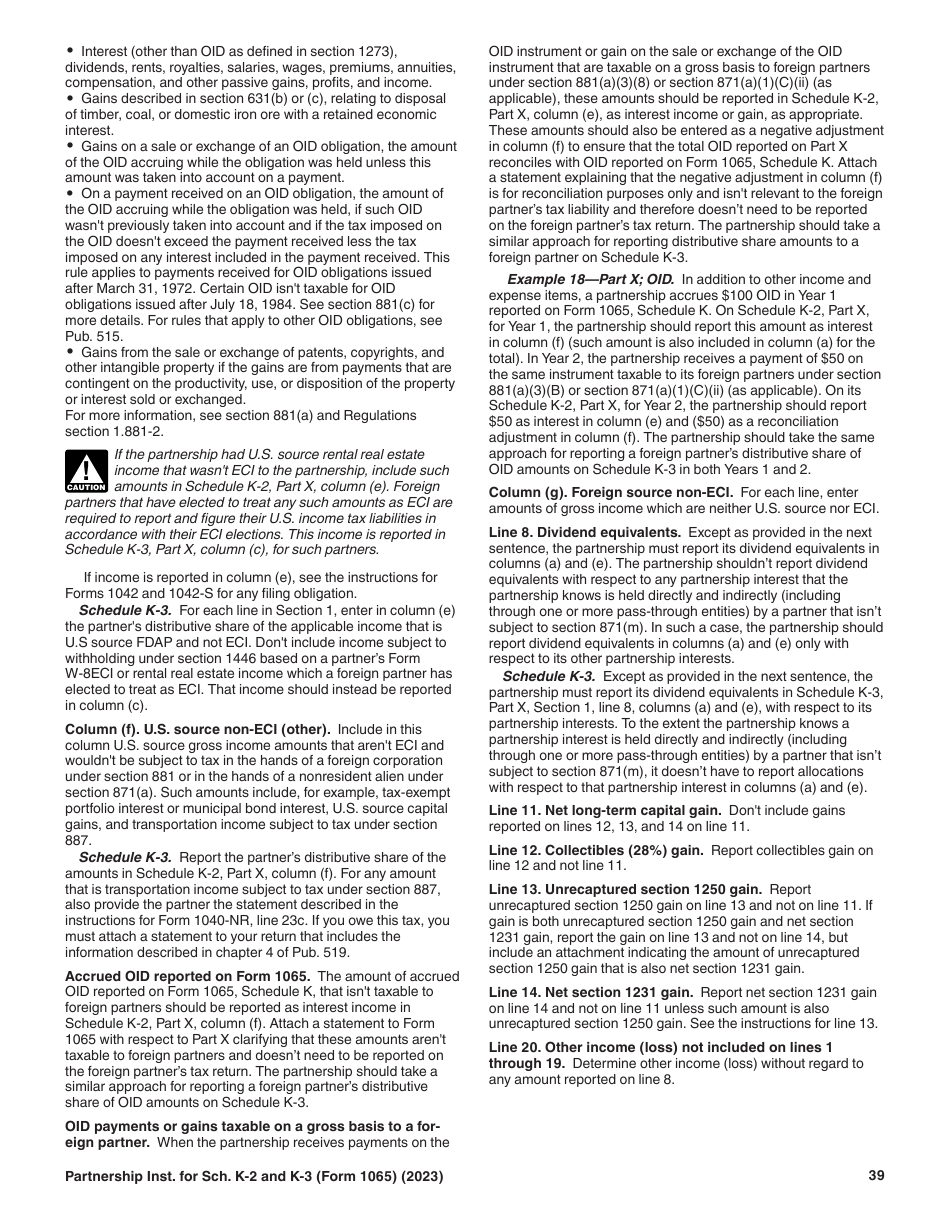 Instructions for IRS Form 1065 Schedule K-2, K-3, Page 39