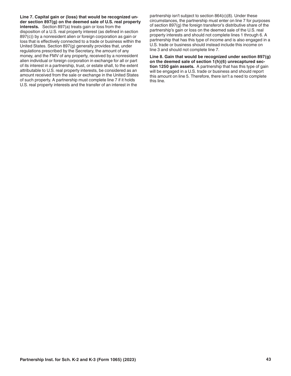 Instructions for IRS Form 1065 Schedule K-2, K-3, Page 43