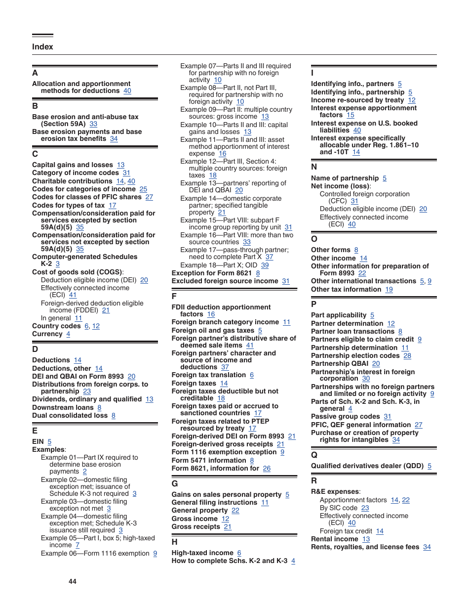 Instructions for IRS Form 1065 Schedule K-2, K-3, Page 44