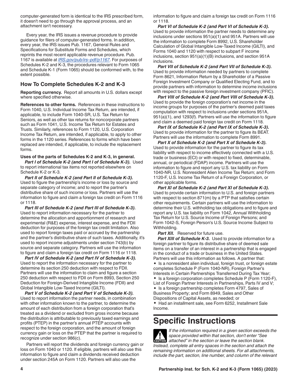 Instructions for IRS Form 1065 Schedule K-2, K-3, Page 4