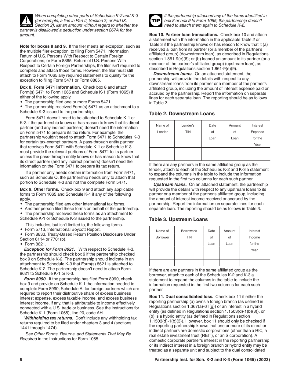 Instructions for IRS Form 1065 Schedule K-2, K-3, Page 8
