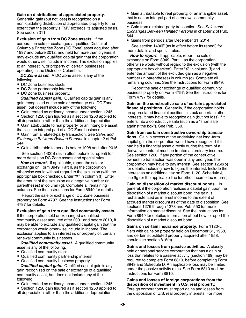 Instructions for IRS Form 1120 Schedule D Capital Gains and Losses, Page 3
