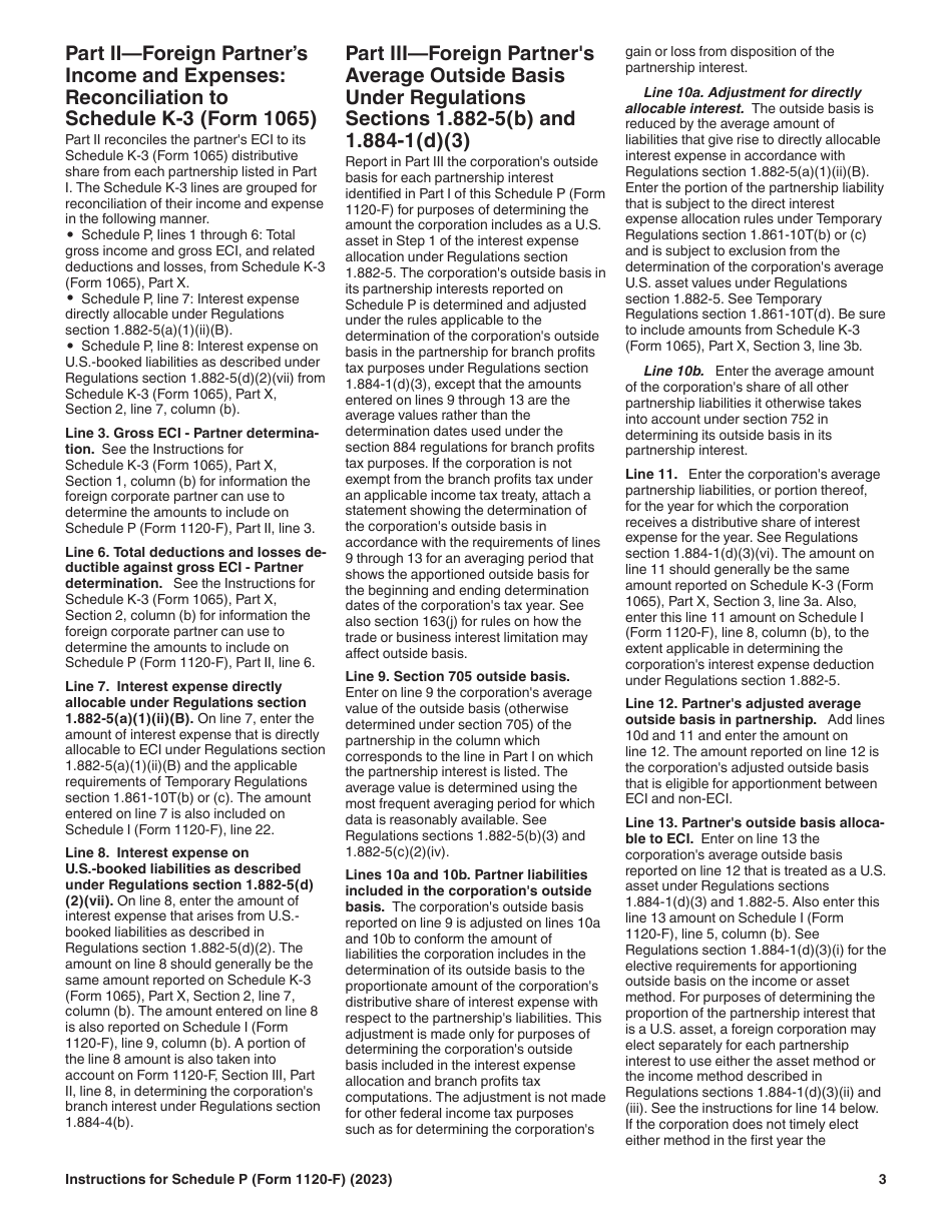 Instructions for IRS Form 1120-F Schedule P List of Foreign Partner Interests in Partnerships, Page 3