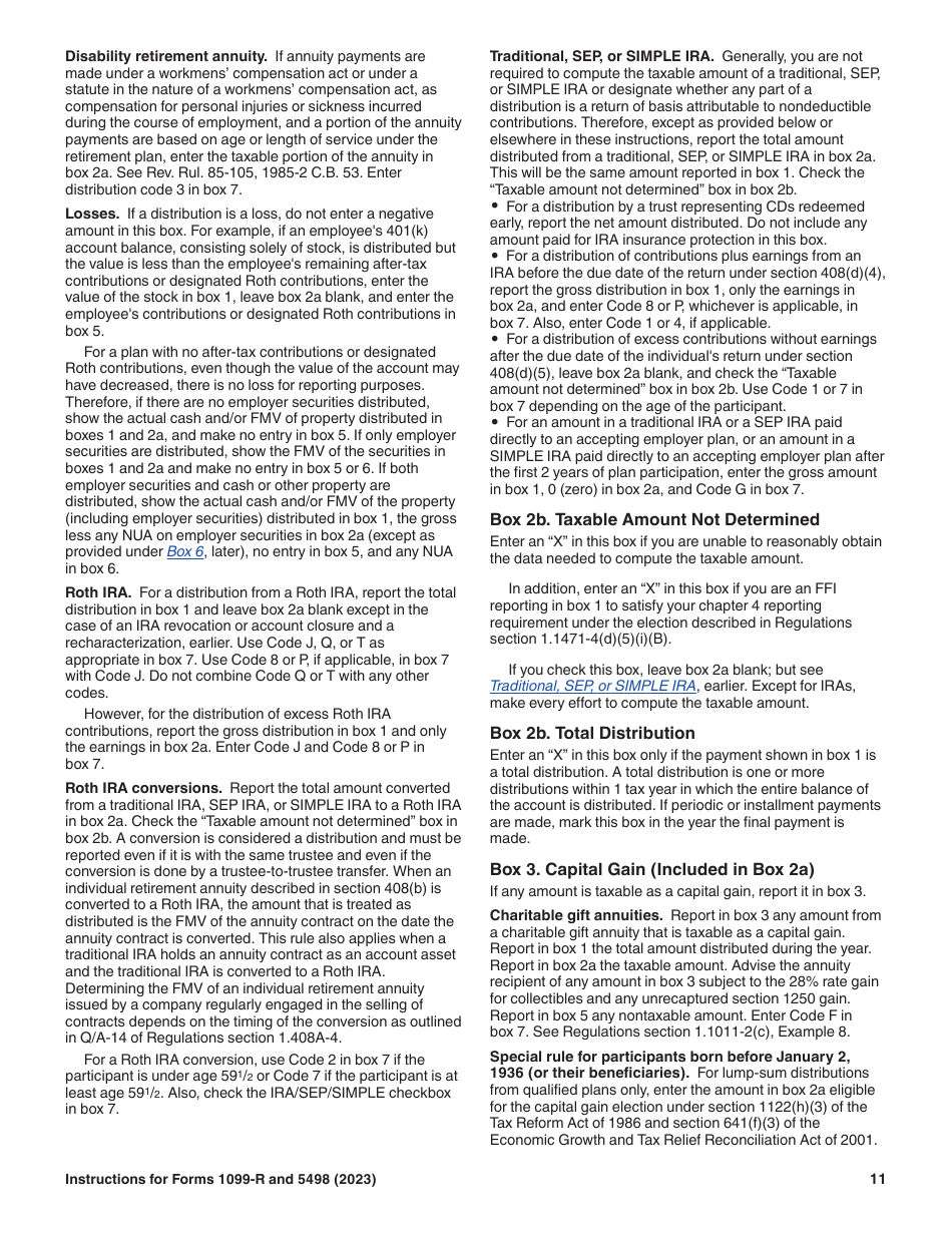 Instructions for IRS Form 1099-R, 5498, Page 11