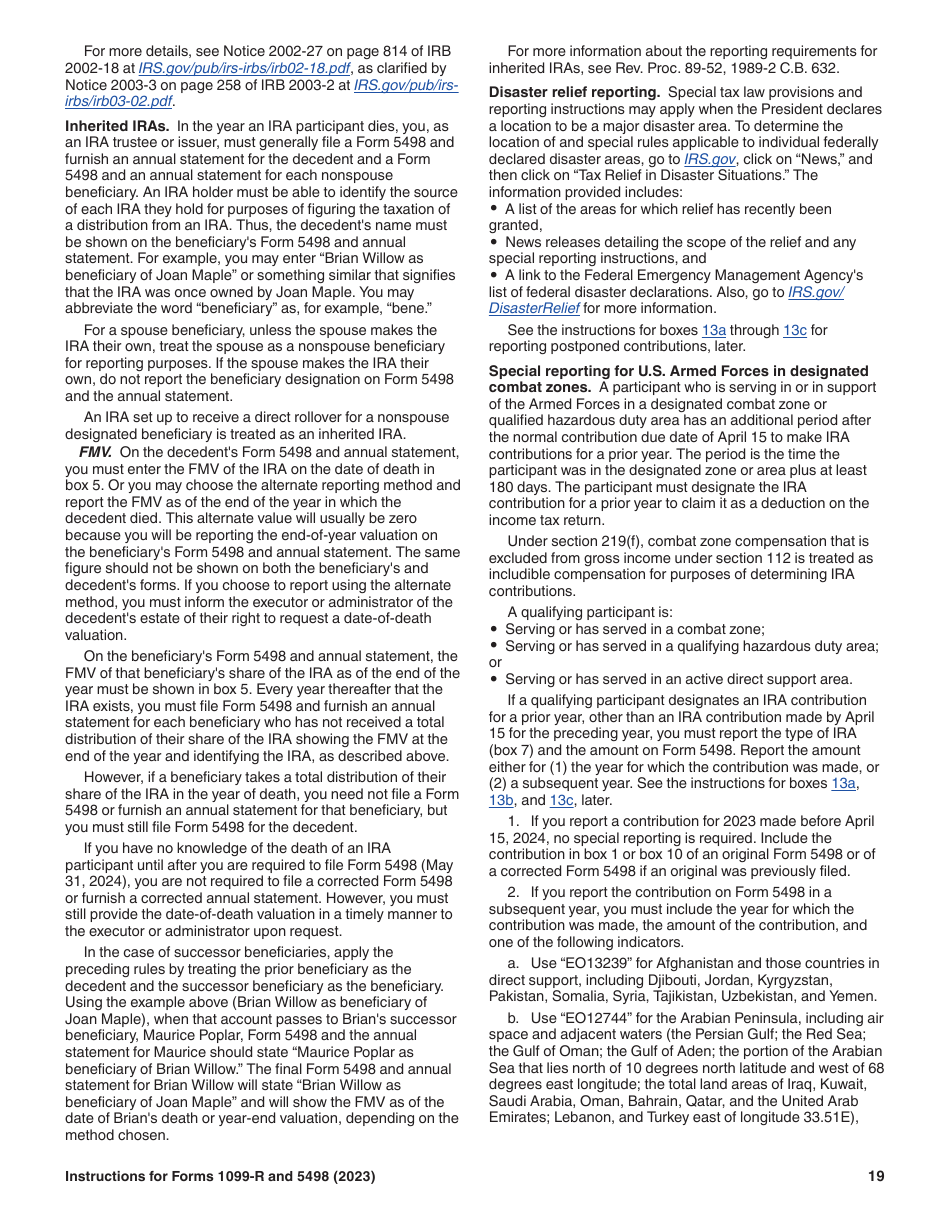 Instructions for IRS Form 1099-R, 5498, Page 19