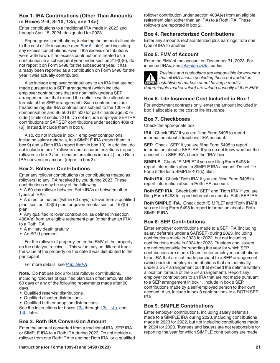 Instructions for IRS Form 1099-R, 5498, Page 21