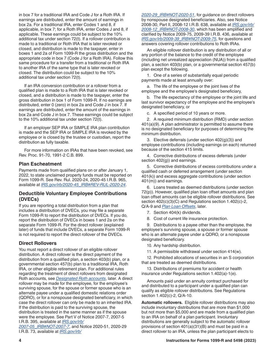Instructions for IRS Form 1099-R, 5498, Page 4