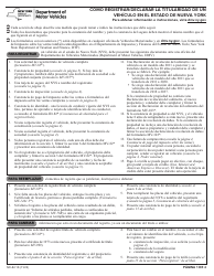 Document preview: Instrucciones para Formulario MV-82S Solicitud De Registro/Titulo De Vehiculos - New York (Spanish)