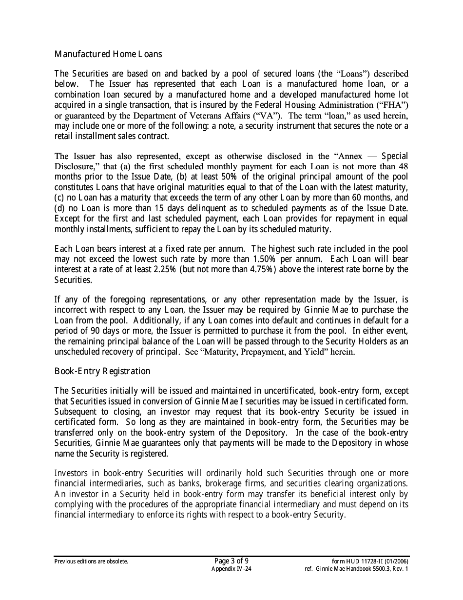 Form HUD-11728-II Prospectus Ginnie Mae II Manufactured Home Loans, Page 3