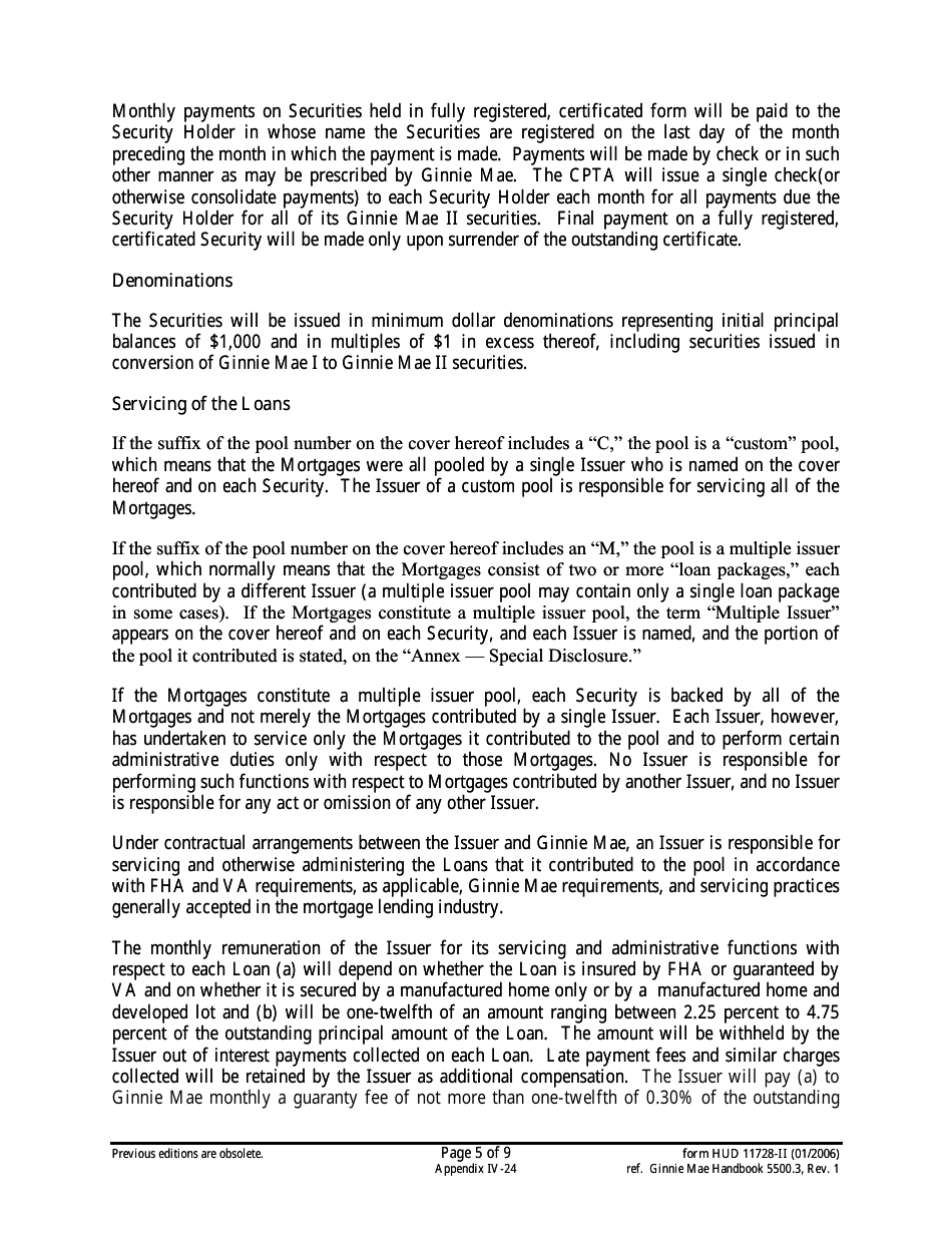 Form HUD-11728-II Prospectus Ginnie Mae II Manufactured Home Loans, Page 5